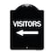 Signmission Visitors with Left Arrow Heavy-Gauge Aluminum Architectural Sign, 24" x 18", BW-1824-24617 A-DES-BW-1824-24617 - alternate 1